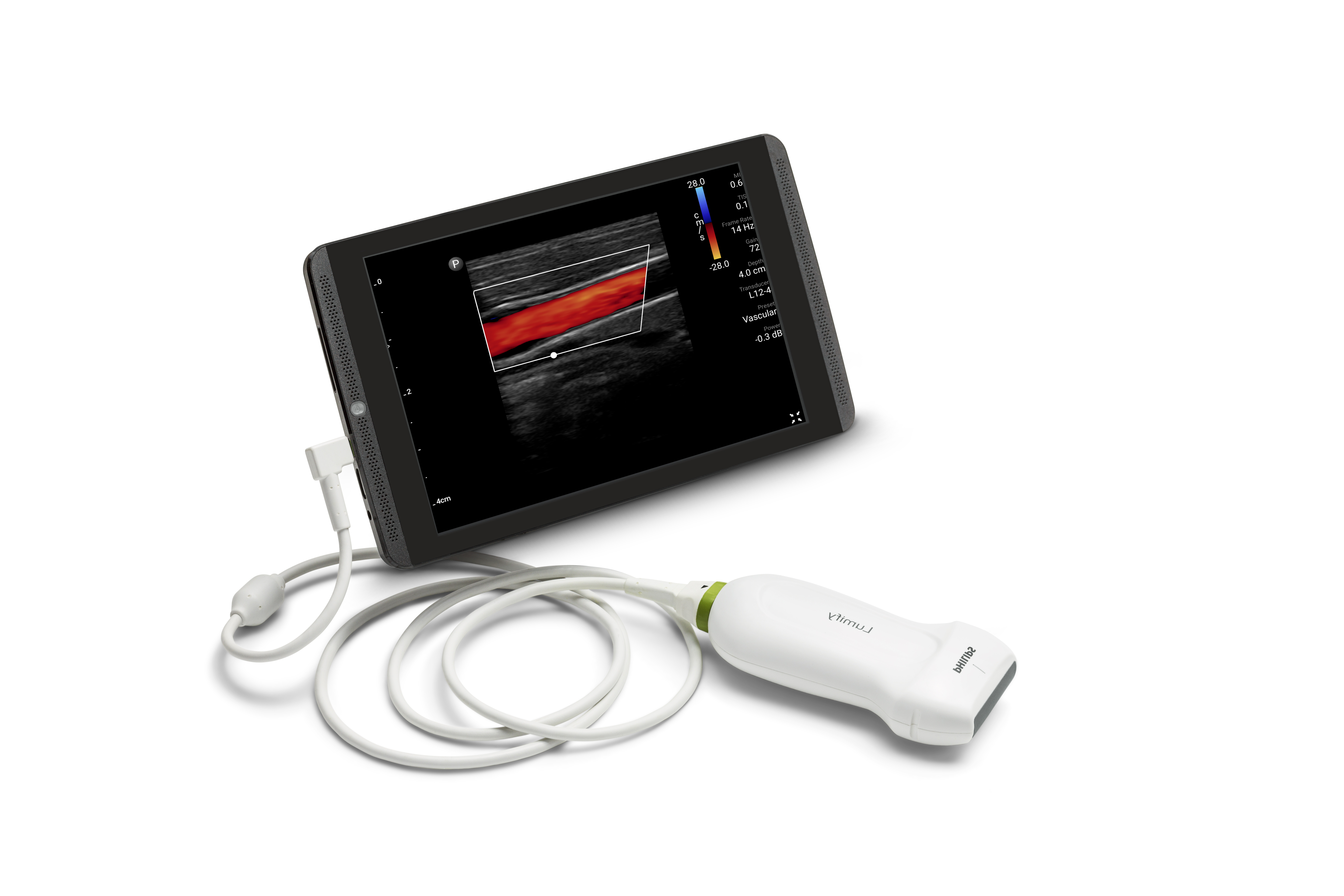 un dispositivo con uno schermo e un cavo